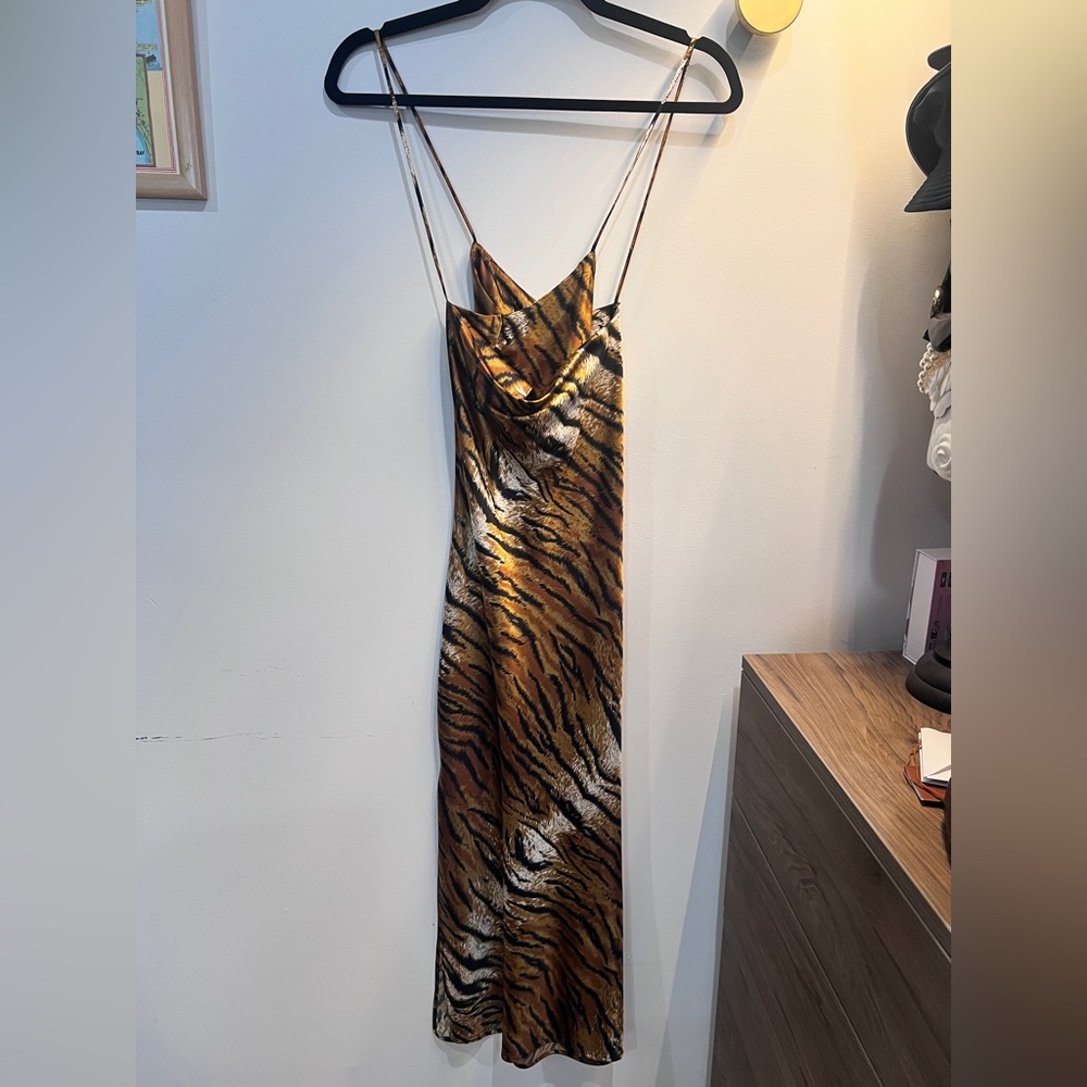 Topshop Animal Print Satin Maxi Dress